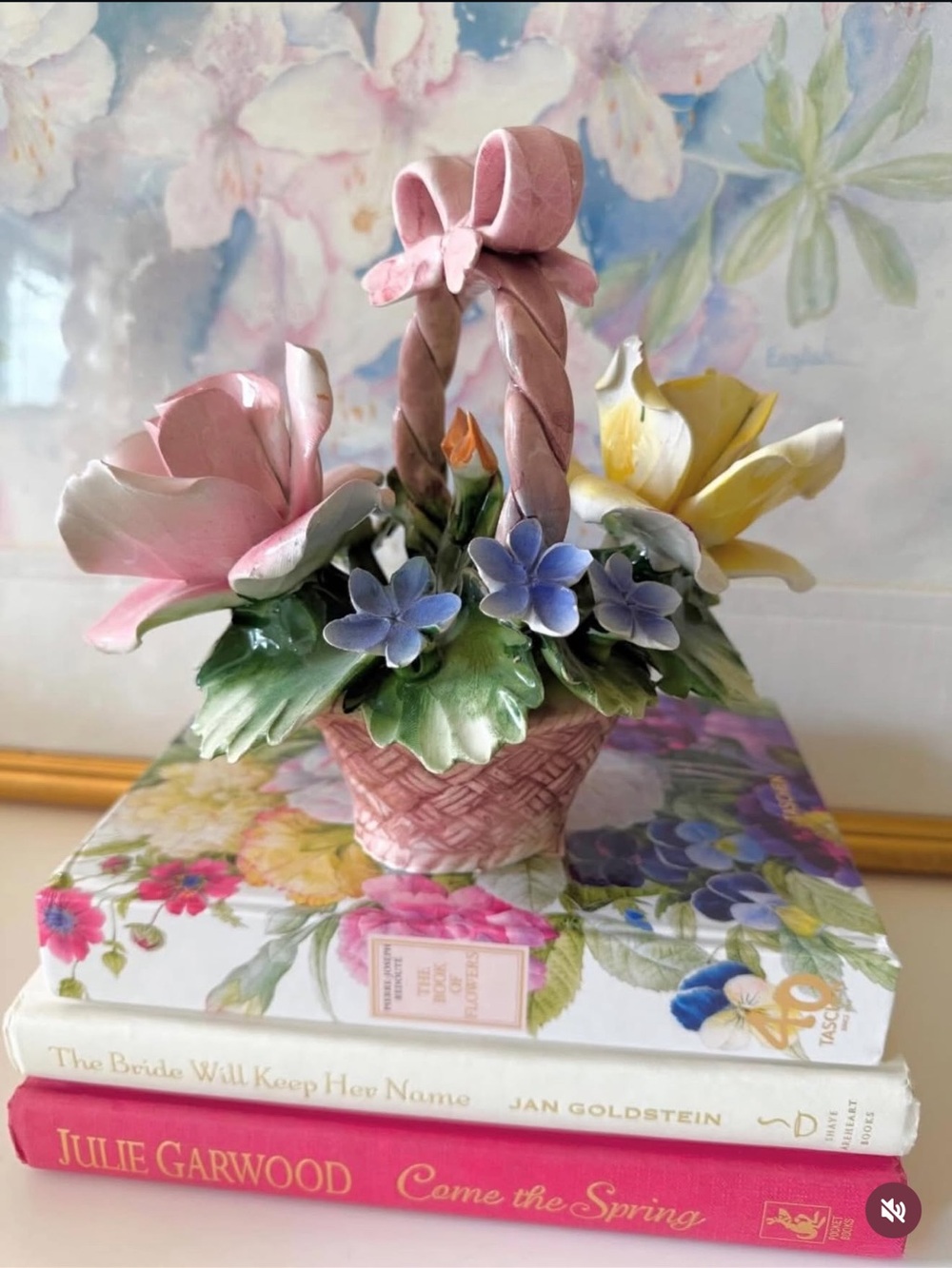 Vintage Capodimonte flower basket